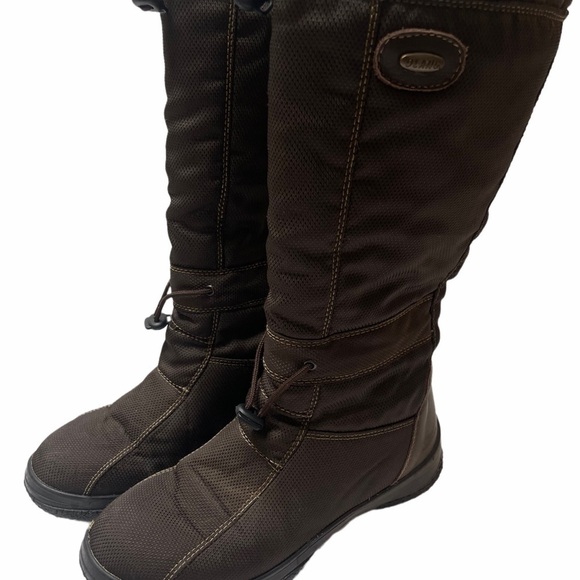Olang Brown Nylon 100% Wool Lined Winter Boots With Built In Ice Grips Spikes - Picture 8 of 16